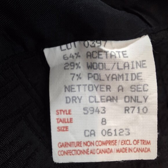 Womans Wool Blend Black Business Career Suit Tailored Blazer Jacket Sz 8 Office - Picture 16 of 16